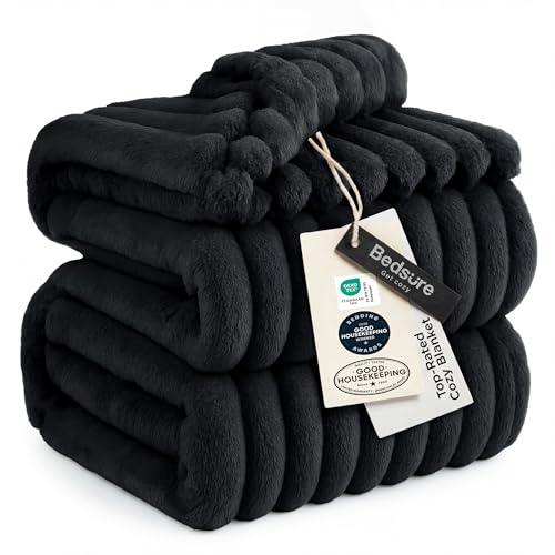 Bedsure GentleSoft King Size Blanket for Bed - Cozy Soft Blankets for Women, Cute Large Fleece Throws for Girls, Black, 108x90 Inches - color: Black, size: King