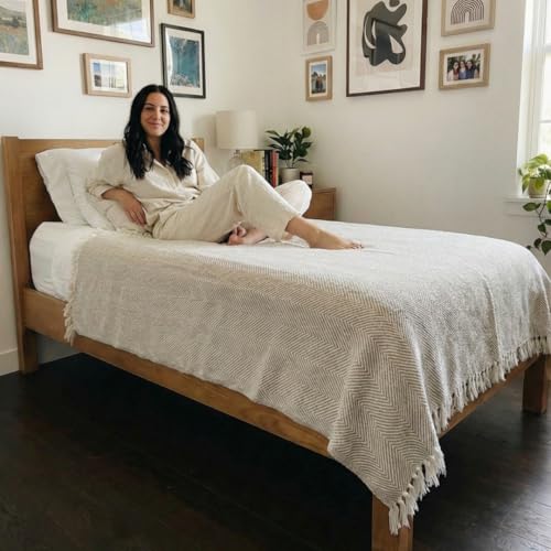 Bed Blanket, Lightweight, Cotton-Rich Blend, 100% Recycled Cotton, Twin Size (57 x 79 Inch), Textured Woven Bedding, Easycare, Breathable Layering, Summer Coverlet, Dove Beige - color: Dove Beige, size: Twin