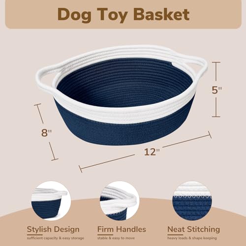 Goodpick Small Woven Basket, Baby Gift Basket Storage Bin under Changing Table, Small Basket Organizing for Living Room, Bathroom, Enytraway, 12"x 8" x 5", Navy Blue - color: Navy, size: 12x8x5 Inch (Pack of 1)