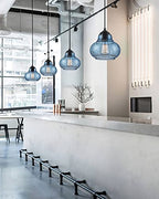 ELYONA 2 Pack Bubble Glass Pendant Lights 8 inch Modern Blue Hand Blown Globe Glass Pendant Lighting Hanging Light fixtures for Kitchen Island Dining Room Bar Bedroom Living Room - color: Blue-2 Pack