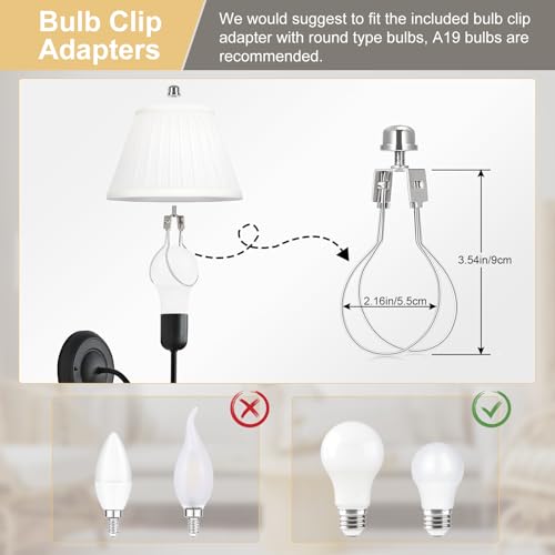 Small Pleated Lamp Shades Set of 2, White Empire Lamp Shades, 5.5" Top x 10" Bottom x 6.6" High, Small Lamp Shades for Table Lamps, Bedside Lamps, Wall Sconces, Spider, Bulb Clip Adapters Included - color: Pleated White
