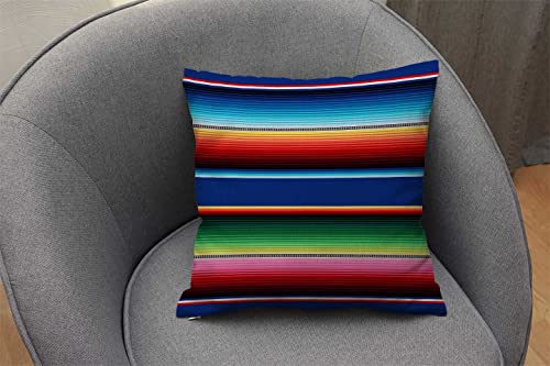 Nphuriy Mexican Colorful Pillow Cover, Stripes Pattern Party Decor Ethnic Mexican Fabric Square Throw Pillow Case Cotton Linen French Decor Rustic Cushion Cover for Sofa Couch 16x16 Inch - color: Multi 39