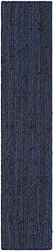 Unique Loom Braided Jute Collection Area Rug - Dhaka (1' 2" x 6' 1" Table Runner, Navy Blue) - color: Navy Blue, size: 1'2" x 6'1" (Table Runner)