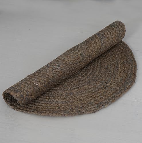 Handmade Natural Fiber Round Collection 2' Round Natural Handmade Boho Charm Farmhouse Jute Area Rug (Gray) - color: Grey