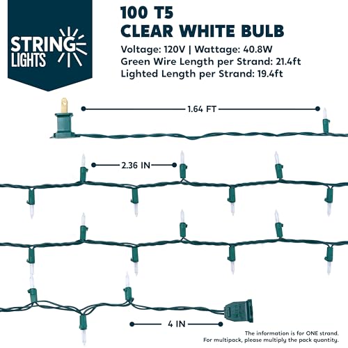 Joiedomi Clear Christmas String Lights Indoor,300(3x100) Mini White Fairy Light,64.2 FT Lighting Decor for Patio Dorm Classroom Bedroom Holiday Wedding Party Garland Birthday Festival,Green Wire - size: 100 Lights×3 Pack
