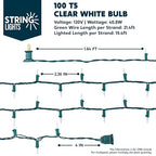Joiedomi Clear Christmas String Lights Indoor,300(3x100) Mini White Fairy Light,64.2 FT Lighting Decor for Patio Dorm Classroom Bedroom Holiday Wedding Party Garland Birthday Festival,Green Wire - size: 100 Lights×3 Pack