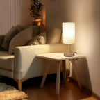 LALISU Small Table Lamp for Bedroom, Nightstand Lamp Linen Lampshade Bedroom Wood Base Small Bedside Lamp for Night Stands, Desk Lamps for Reading Living Room, Office (LED Bulb Included) (Wood Base) - color: Beige Shade+Wood Base
