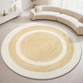 Carvapet 6 ft Round Washable Rug, Imitation Jute Low Pile Circle Carpet with Non Slip Rubber Backing, Foldable Stain Resistant Area Rug for Living Room Bedroom Office Bathroom - color: Sand, size: 6' (Round)
