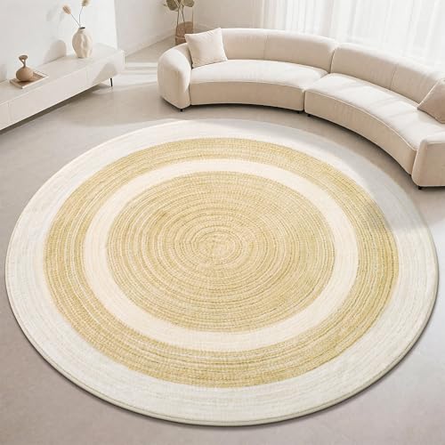 Carvapet 6 ft Round Washable Rug, Imitation Jute Low Pile Circle Carpet with Non Slip Rubber Backing, Foldable Stain Resistant Area Rug for Living Room Bedroom Office Bathroom - color: Sand, size: 6' (Round)