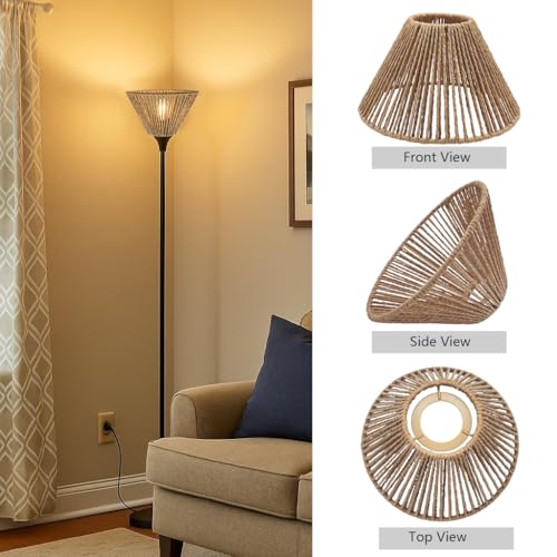 Ø7.87" x H4.72" 3x Boho Rattan Pendant Lamp Replacement Shade Ceiling Fan Light Bulb Covers Light Shades for Hanging Light Fixtures Shades Only Farmhouse Wicker Woven Lampshade - size: Ø7.87"（20cm）