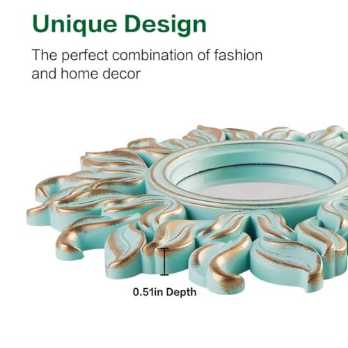 10''x10'' Round Wall Mirror, Green Circle Mirror for Bedroom, Entryway, Living Room, Decorative Modern Wall Decor - color: Green