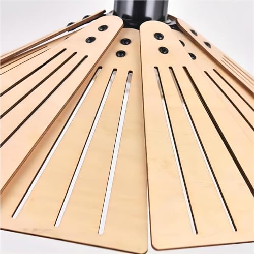 LIGHTLAND 16 Inch Wabi-Sabi Style Pendant Light, Wooden Hanging Light with Adjustable Hanging Length, Hanging Lamp for Bedroom, Dining Room, Bar - Hollowed, Wood Color, Pack of 1 - color: 16 Inch, Hollowed, Wood Color