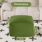 MeMoreCool Square Stuffed Pouf Ottoman Foot Rest, Floor Pouf Foot Stool with Foam Chunk Filling, Soft Stuffed Ottoman Footrest for Living Room, Green - color: Grid Green