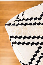 Unstuffed Boho Pouf Ottoman Cover – Modern Bohemian Living Room Decor, Kids, Nursery, Dorm Room – Minimalist Storage Solution, Foot Rest – Hand-Tufted Square Neutral Removable