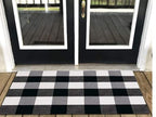 Outdoor Front Door Porch Rug 2x4.3 ft Front Door Rugs Stripe Black White Layering Under Door Mats Rugs. Cotton Woven Checkered Runner, Carpet for Farmhouse Laundry Welcome Deocr