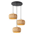 Natural Hand-Woven Basket Chandelier 3-Light Cluster Pendant Light Fixture Seagrass Rattan Shade Farmhouse E26 Base for Living Room Dining Room, Boho Light Fixtures - color: Basket Shade