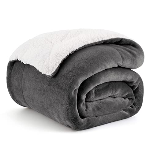 Bedsure GentleSoft Sherpa Fleece Throw Blanket for Couch, Non-Heated, Thick and Warm Throw for Women and Men, Soft Fuzzy Plush Car Chair Blanket for Winter, Charcoal, 50x60 Inches - color: 02 - Charcoal, size: Throw (50" X 60")
