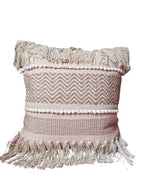 Generic Handmade (Design 1, Pack of 1) Macrame Boho Cotton Pillow Case, 18 x 18 inches, Canvas Fabric, Back Zipper, for Sofa, Bed, Living Room, Bedroom