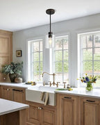 Brown and Gold Pendant Lights Kitchen Island - Clear Glass Pendant Light Fixture Multiple Stems Rods 3 Units 12 Inch 3 Units 4 Inch (1 Pack Brown and Gold Downrod) - color: Brown and Gold 1PK