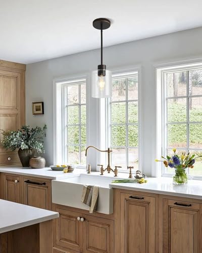 Brown and Gold Pendant Lights Kitchen Island - Clear Glass Pendant Light Fixture Multiple Stems Rods 3 Units 12 Inch 3 Units 4 Inch (1 Pack Brown and Gold Downrod) - color: Brown and Gold 1PK
