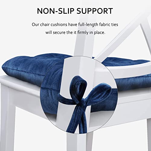 ELFJOY 4 Pack Chair Cushions for Dining Chairs Chair Pads Cushion for Kitchen Office Tufted Square Seat Cushion with Ties (U Shape Navy) - color: V U Shape Navy