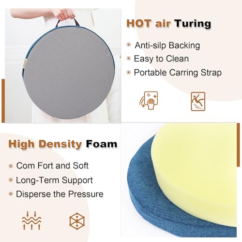 4PCS Floor Cushion | Floor Round Seat Cushions | 16''x2'' Chair Cushion with Removable Cover and Handle for Indoor Furniture (Green) - color: Green