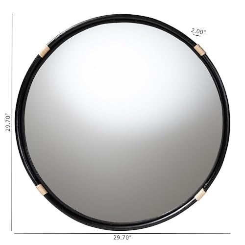 bali & pari Fenicia Natural Rattan Mirror, Black