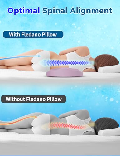 Fledano Lumbar Support Pillow for Bed – Floor Pillows & Cushions - Memory Foam Lower Back Pain Relief Pillow for Sleeping, Ergonomic Lumbar Pillow for Side & Back Sleepers, Sciatica & Hip Pain Relief - color: 02-purple (Upgraded Cool Cover)