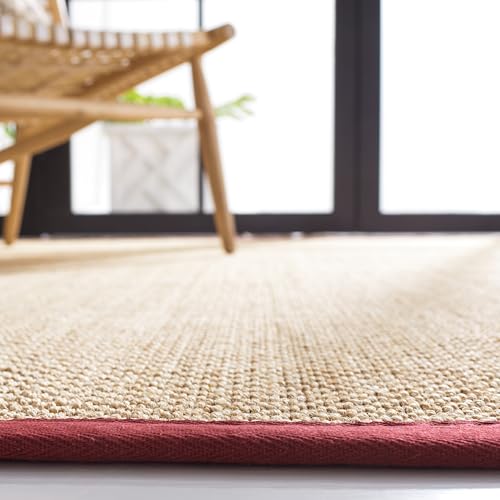 SAFAVIEH Area Rug 2x3 - Natural Fiber Collection - Maize & Burgundy, Sisal, Woven Design with Border (NF141D) - color: Maize/Burgundy, size: 2' x 3' (Rectangular)