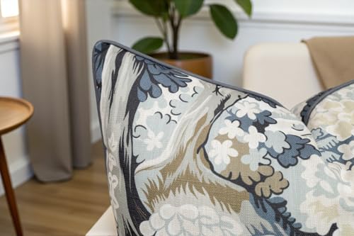 VAGMINE Vintage Botanical 20x20 Inch Throw Pillow Cover - Slate Blue Cream Tree Foliage Print on Textured Polyester - Cushion Case for Couch Sofa - Forest Tapestry - color: Forest Tapestry, size: 20" x 20" (Pack of 1)