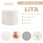 LITA Round Stuffed Pouf Ottoman, Velvet Poufs with High-Density Foam Filling and Washable Cover, Furry and Fluffy Bean Bag Foot Stools Ottoman for Living Room, Bedroom, Office, Beige - color: Velvet Beige