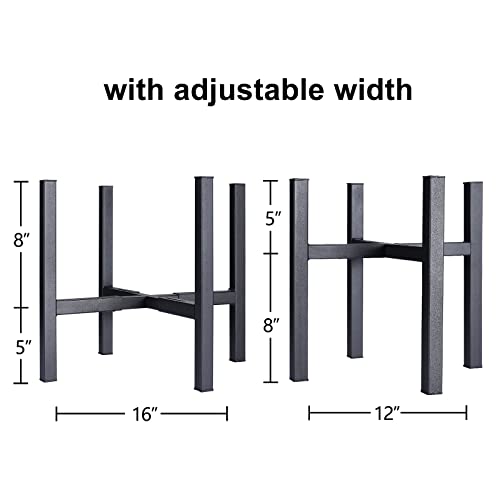 Metal Plant Stand for Large Plants, Adjustable Width Fits 10-12 Inch 14 Inch 16 Inch Pot,Outdoor Plant Stands for Indoor Plants Multiple Tall,Black Planter Stands for Patio and Window 1 Pack.­ - size: 12-16" 1pack