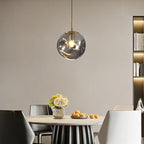 Modern Smoke Gray Concave Glass Pendant Light, Kitchen Island Lighting Single Globe Pendant Light Fixtures Century Kitchen Island Pendant Lighting for Bedroom Living Dining Room Light （Without Bulb） - color: AX-Smoky Gray-1 Light-1PC