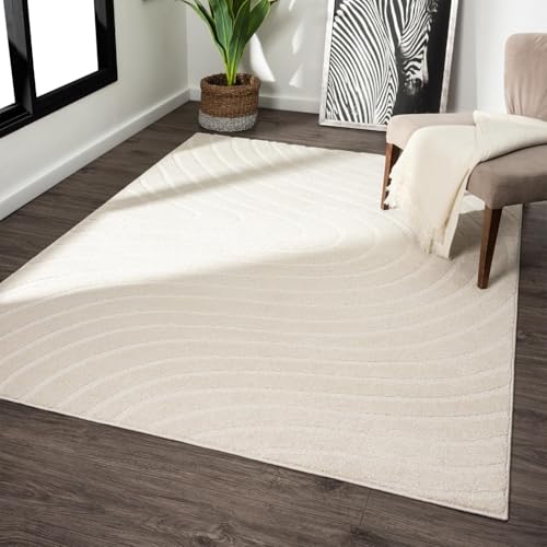 LUXE WEAVERS Modern Geometric Wave Cream 4x6 Area Rug - color: Cream, size: 4' x 6' (Rectangular)