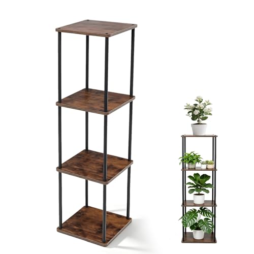 Vigordream Plant Stand Indoor Outdoor Tier Metal Plant Shelf Tall Pedestal Stand Flower Pot Stands Multiple Planter Support Rack for Corner Living Room, Balcony, Garden Patio (Retro Brown, 47.4INCH) - size: 47.4INCH