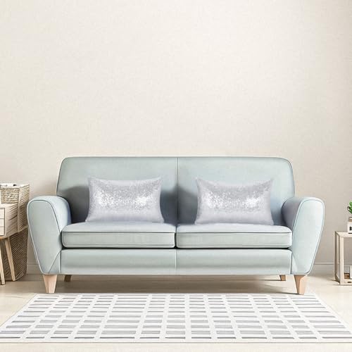 ShinyBeauty Silver Throw Pillow Covers 12X20 Inches Set of 2, Rectangle Pillow Cover, Shimmer Fabric Sequin Pillow Case for Couch,Sofa,Bed,Living Room Pillows Home Decorations - color: Silver, size: 20" x 12" (Pack of 2)