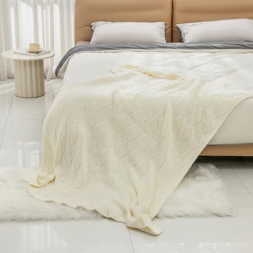 bearberry Super Soft & Fuzzy Minky Throw Blanket Lightweight All-Season - Diamond Stitch Plush Fleece for Couch, Bed, Sofa | Machine Washable Cozy Gift for Women, Men, Home(Cream, 50”x60”) - color: Argyle Knit Cream, size: Throw(50″x60″)