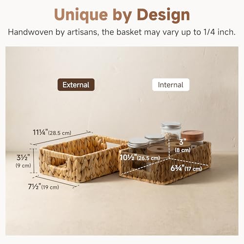 StorageWorks Water Hyacinth Baskets, Small Wicker Baskets for Organizing in Living Room and Shelf, 2-Pack - color: Natural (Water Hyacinth), size: 2x 11½"L x 7¾"W x 3½"H