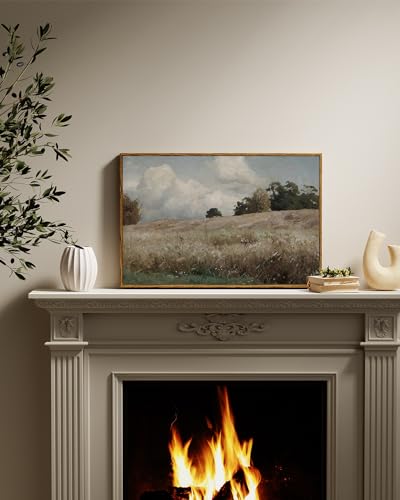 InSimSea Framed Canvas Wall Art Vintage Decor, Farmhouse Scenery Vast Field Grassland Paintings, Large Prints, Nature Landscape Wall Decoration for Living Room Bedroom Bathroom Home Decor, 16"x24" - color: Corn Field, size: 24"L x 16"W