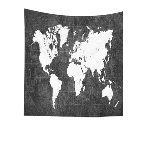 CAPSCEOLL Black World Map Wall Tapestry, 50x60 Inches, Perfect for College Dorm Room Decorations, Christmas Gifts - color: Black White, size: 50"L x 60"W