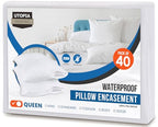 Utopia Bedding Premium 100% Waterproof Pillow Protectors with Zipper Queen Size (Set of 40), Bed Bug and Dust Mite Proof Zippered Pillow Covers, Pillow Encasement Cases, White - size: Queen (Pack of 40)