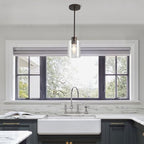 Oil Rubbed Bronze Pendant Lights Kitchen Island - Clear Glass Pendant Light Fixture Multiple Stems Rods 3 Units 12 Inch 3 Units 4 Inch (1 Pack Oil Rubbed Bronze Downrod) - color: Oil Rubbed Bronze 1PK