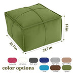MeMoreCool Stuffed Round Pouf Ottoman Foot Rest, Floor Pouf Foot Stool with Soft Foam Chunk Filling, Small Round Ottoman Footstool Circle Footrest for Living Room - color: Piping Green