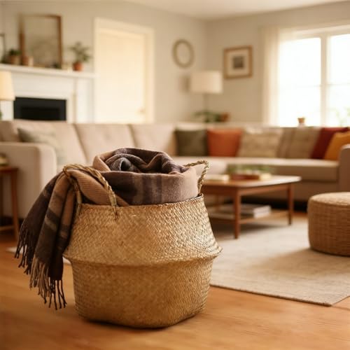 9 inch Woven Planter Basket for Indoor Plants – Large Monstera Pot, Woven Storage Basket, Boho Home Decor (Original,9.84''X10.63'') - size: 9.84''X10.63''