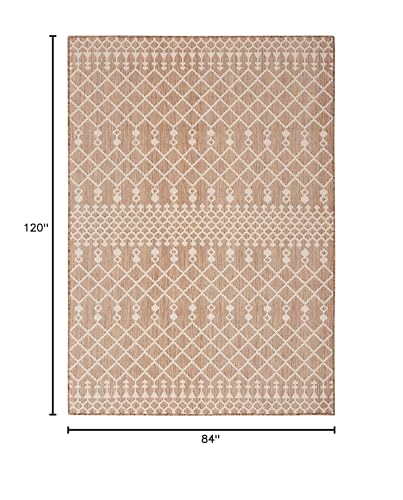 Nourison Home Positano Jute 7' x 10' Area Rug - Easy Clean, Non Shedding, Bed Room, Living Room, Dining Room, Kitchen (7' x 10') - color: Jute, size: 7' x 10' (Rectangular)