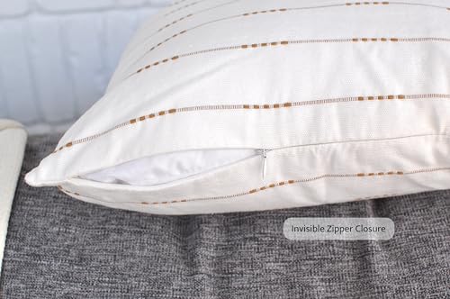 Woven Stripes Pattern Contemporary Luxury Cushion Covers 20 x20 inches White/Modern Cotton Pillow Covers/Simple Throw Pillow Cases for Living Room Sofa, Couch, Bed, Set of 2 - color: White, size: 20" x 20" (Pack of 2)