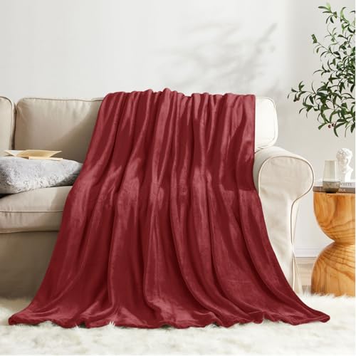 KMUSET Fleece Blanket Burgundy Lightweight Super Soft Cozy Fuzzy Bed Blankets Microfiber Factory Shop - color: Burgundy, size: Throw(50"x60")