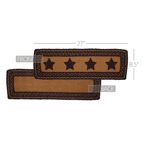 VHC Brands Farmhouse Primitive Jute Black Thanksgiving Stair Tread Stencil Stars Rect Latex 8.5"x27" - size: 3" x 2" (Rectangular)
