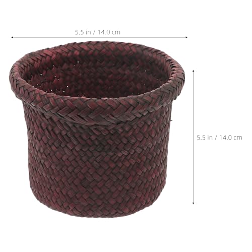 NUOBESTY Round Seagrass Planter Basket: 5.5x7.1" Woven Pots Cover Plant Pots Containers - Wicker Plant Basket Desktop Sundries Container - for
