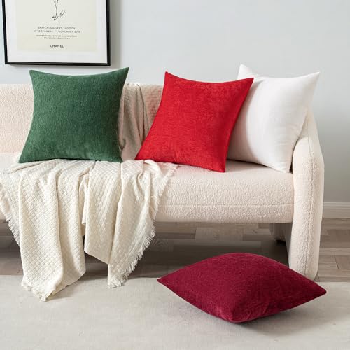 MIULEE Pack of 2 Pure White Decorative Pillow Covers 18x18 Inch Soft Chenille Couch Spring Throw Pillows Farmhouse Cushion Covers for Home Decor Sofa Bedroom Living Room - color: Pure White, size: 18" x 18" (Pack of 2)